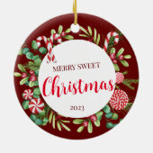 Pepermunt Elegantie Keramisch Ornament (Achterkant)