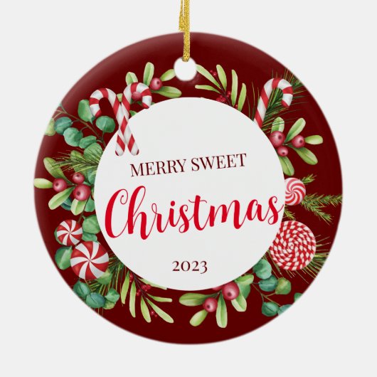 Pepermunt Elegantie Keramisch Ornament (Achterkant)