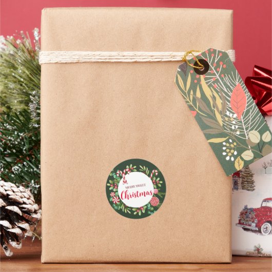 Pepermunt Elegantie Ronde Sticker (Feestdagen)