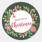 Pepermunt Elegantie Ronde Sticker (Voorkant)