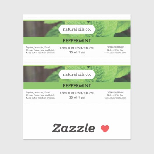 Pepermunt Etherische oliën Geurstof Fles Label (Vel)