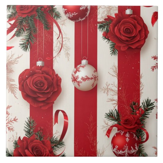 Pepermunt Feestdagen Keramische Tegel Tegeltje (Voorkant)