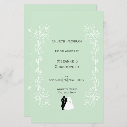 Pepermunt gekleurde bruid en bruidegom ontwerp bru (Voorkant / Achterkant)