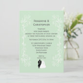 Pepermunt gekleurde bruid en bruidegom ontwerp bru kaart (Staand voorkant)