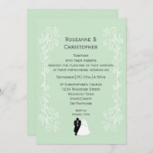 Pepermunt gekleurde bruid en bruidegom ontwerp bru kaart (Voorkant / Achterkant)