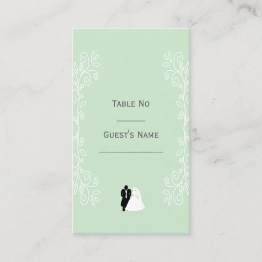 Pepermunt gekleurde bruid en bruidegom ontwerp bru plaatskaartje (Voorkant)