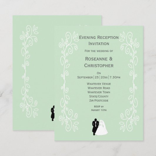 Pepermunt gekleurde bruid en bruidegom ontwerp bru RSVP kaartje (Voorkant / Achterkant)