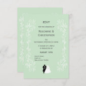 Pepermunt gekleurde bruid en bruidegom ontwerp bru RSVP kaartje (Voorkant / Achterkant)