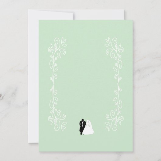 Pepermunt gekleurde bruid en bruidegom ontwerp bru save the date (Achterkant)