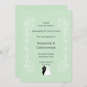 Pepermunt gekleurde bruid en bruidegom ontwerp bru save the date (Voorkant / Achterkant)