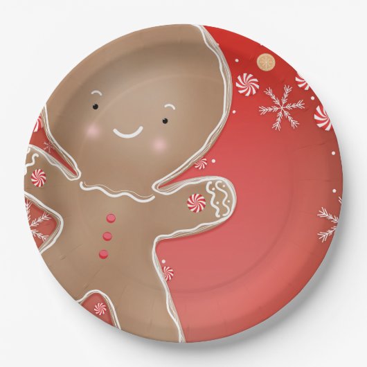 Pepermunt Gemberkoek Kerstfeest Papieren Bordje (Voorkant)