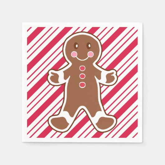 Pepermunt Gingerbread Boy Napkins Servet (Voorkant)