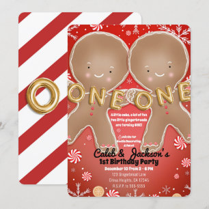 Pepermunt Gingerbread Tweelingen 1e Verjaardagsfee Kaart