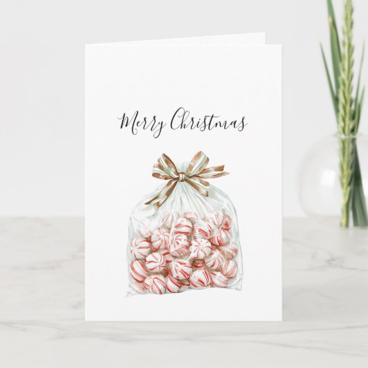 Pepermunt Groen Rood Bloem Kerstmis Kaart (Voorkant)
