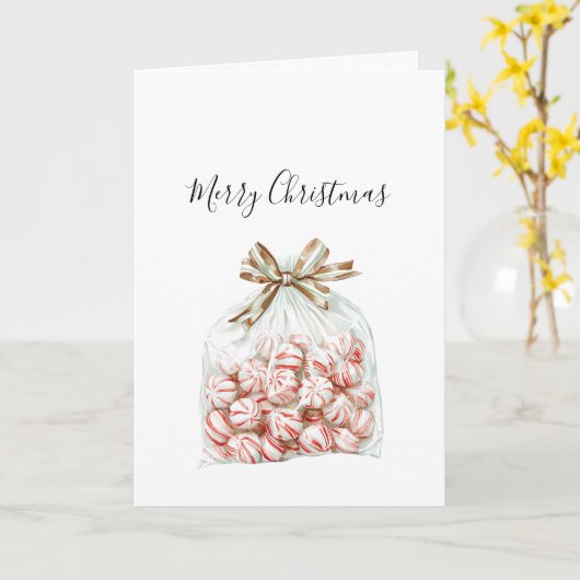 Pepermunt Groen Rood Bloem Kerstmis Kaart (Gele Bloem)