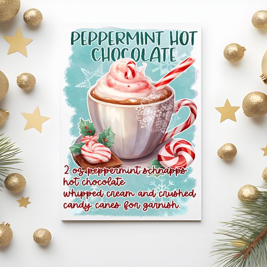 Pepermunt Hete Chocolade Kerstmis Groet Briefkaart