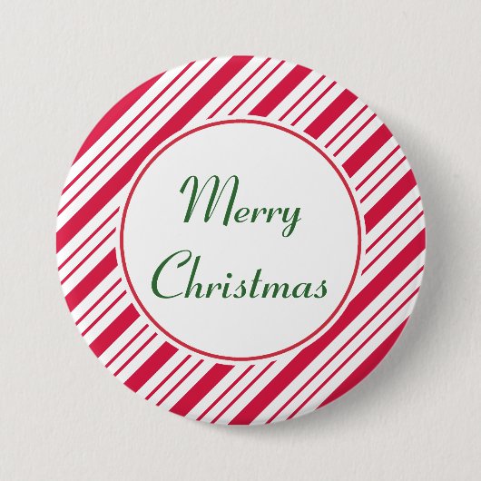 Pepermunt Kerst Knop Ronde Button 7,6 Cm (Voorkant)
