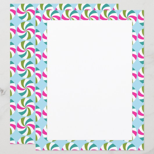 Pepermunt Kerst Multi Kleuren Briefpapier (Voorkant / Achterkant)