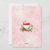 Pepermunt Kerst Thee Party Roze Sneeuwvlok Feestdagenkaart (Achterkant)