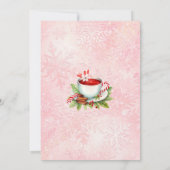 Pepermunt Kerst Thee Party Roze Sneeuwvlok Kaart (Achterkant)