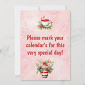 Pepermunt Kerst Thee Party Roze Sneeuwvlok Kaart (Achterkant)