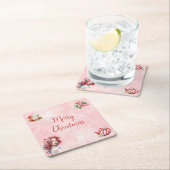 Pepermunt Kerst Thee Party Roze Sneeuwvlok Kartonnen Onderzetters (Insitu)