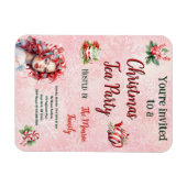 Pepermunt Kerst Thee Party Roze Sneeuwvlok Magneet (Horizontaal)