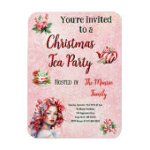 Pepermunt Kerst Thee Party Roze Sneeuwvlok Magneet (Verticaal)