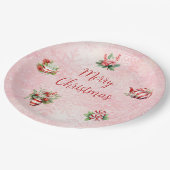 Pepermunt Kerst Thee Party Roze Sneeuwvlok Papieren Bordje (Gekanteld)