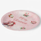 Pepermunt Kerst Thee Party Roze Sneeuwvlok Papieren Bordje (Gekanteld)