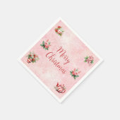 Pepermunt Kerst Thee Party Roze Sneeuwvlok Servet (Hoek)