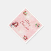 Pepermunt Kerst Thee Party Roze Sneeuwvlok Servet (Hoek)