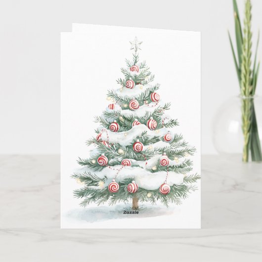 Pepermunt Kerstboom Kaart (Achterkant)