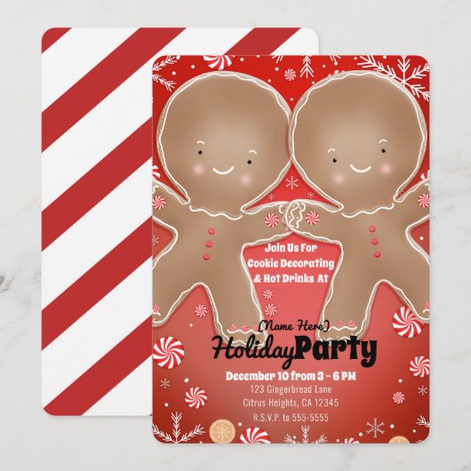 Pepermunt Kerstmannetje Winterfeestje Kaart (Voorkant / Achterkant)