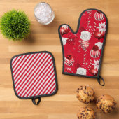Pepermunt Kerstmis Ovenwant & Pannenlap Set (Top down)