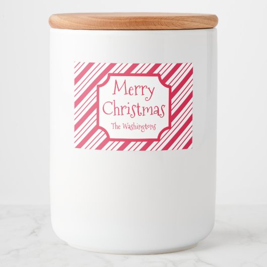 Pepermunt Kerstpot Voedsel Stickers Labels (Voorkant)