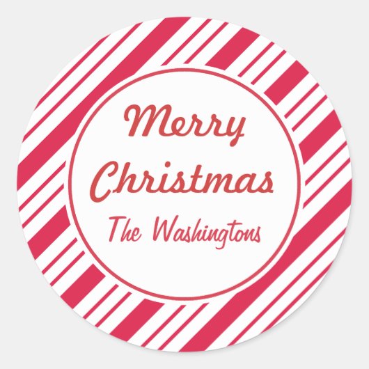 Pepermunt Kerststickers Ronde Sticker (Voorkant)