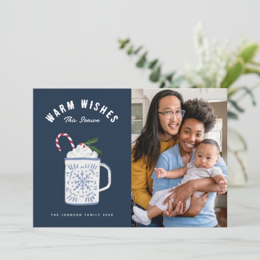 Pepermunt Mokka Warme Chocolade Warme Wensen Famil Feestdagenkaart (Staand voorkant)