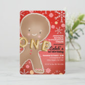 Pepermunt peperkoek man een 1e verjaardagsfeestje kaart (Staand voorkant)