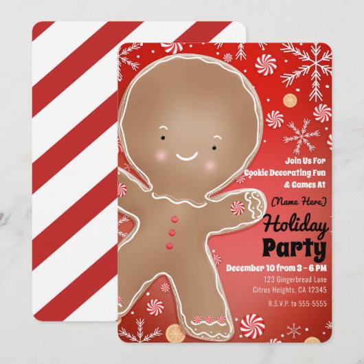 Pepermunt peperkoek man winter vakantie feest kaart (Voorkant / Achterkant)