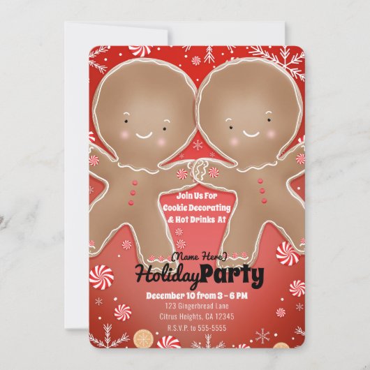 Pepermunt peperkoek man winter vakantie feest kaart (Voorkant)