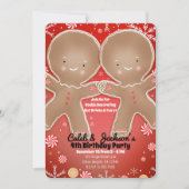 Pepermunt peperkoek Twins Verjaardagsfeestje Kaart (Voorkant)