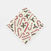Pepermunt Pleasures: Holly & Candy Cane Tafel Nap Servet (Hoek)