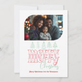 Pepermunt Pop Moderne Retro Kladjes Kerst Foto Feestdagenkaart (Voorkant)