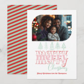 Pepermunt Pop Moderne Retro Kladjes Kerst Foto Feestdagenkaart (Voorkant / Achterkant)