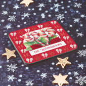 Pepermunt Rood en Wit Candy Cane Bow Monogram Bier Onderzetter
