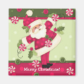Pepermunt Santa Custom 2 "x2" Vierkante Magneet (Voorkant)