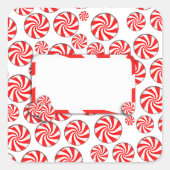 Pepermunt Snoep achtergrond w / verwijderbaar Labe Vierkante Sticker (Voorkant)