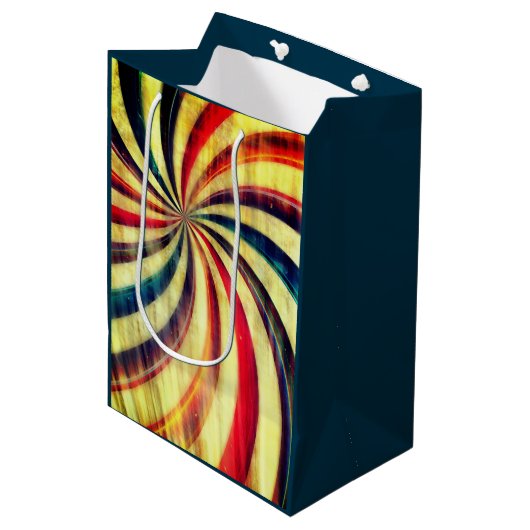 pepermunt snoep gestreepte wervelende carnaval medium cadeauzakje (Voorkant Gekanteld)