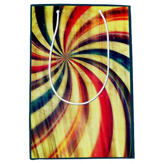 pepermunt snoep gestreepte wervelende carnaval medium cadeauzakje (Voorkant)